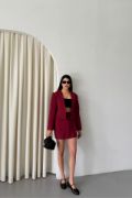 CROP CEKET - KISA ETEK TAKIM - Bordo resmi